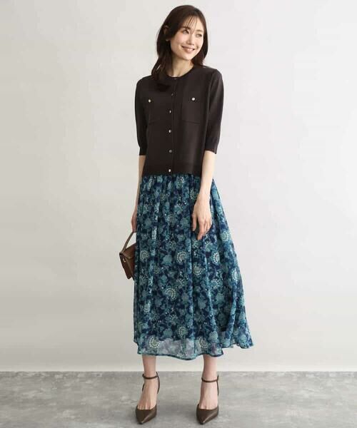MK MICHEL KLEIN / エムケーミッシェルクラン ロング・マキシ丈スカート | [洗える]更紗プリント花柄シフォンスカート | 詳細5