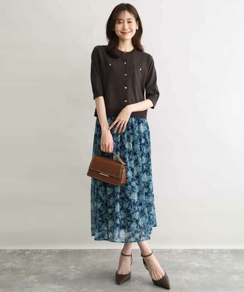 MK MICHEL KLEIN / エムケーミッシェルクラン ロング・マキシ丈スカート | [洗える]更紗プリント花柄シフォンスカート | 詳細7