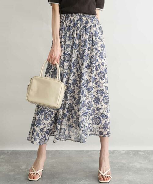 MK MICHEL KLEIN / エムケーミッシェルクラン ロング・マキシ丈スカート | [洗える]更紗プリント花柄シフォンスカート | 詳細8