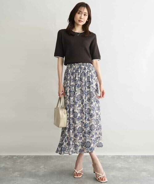 MK MICHEL KLEIN / エムケーミッシェルクラン ロング・マキシ丈スカート | [洗える]更紗プリント花柄シフォンスカート | 詳細9