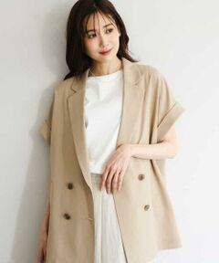 MK MICHEL KLEIN / エムケーミッシェルクラン セットアップ | [洗える]リネンライクストレッチ フレンチスリーブジャケット