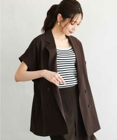 MK MICHEL KLEIN / エムケーミッシェルクラン セットアップ | [洗える]リネンライクストレッチ フレンチスリーブジャケット