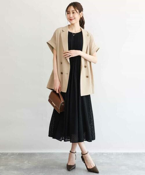 MK MICHEL KLEIN / エムケーミッシェルクラン セットアップ | [洗える]リネンライクストレッチ フレンチスリーブジャケット | 詳細10