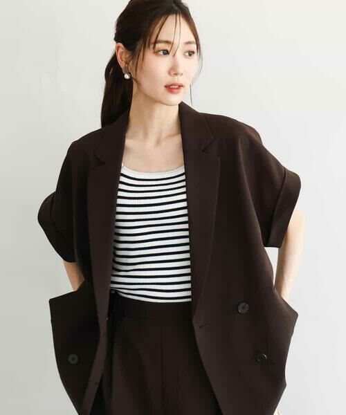 MK MICHEL KLEIN / エムケーミッシェルクラン セットアップ | [洗える]リネンライクストレッチ フレンチスリーブジャケット | 詳細11