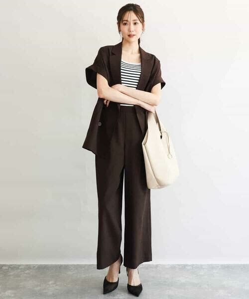 MK MICHEL KLEIN / エムケーミッシェルクラン セットアップ | [洗える]リネンライクストレッチ フレンチスリーブジャケット | 詳細13