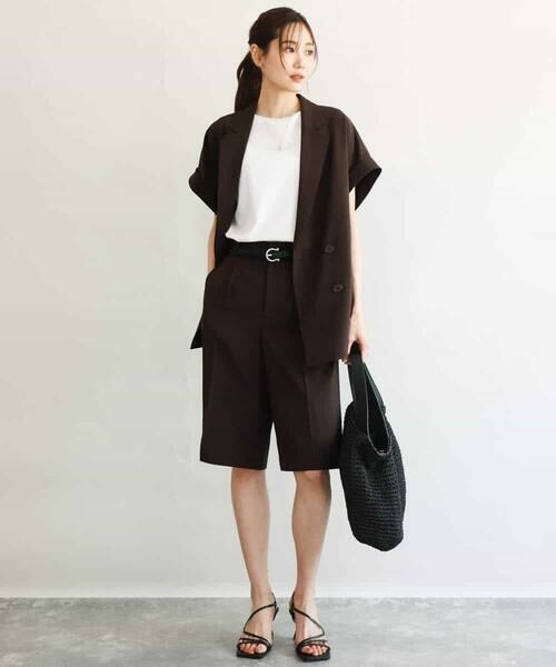 MK MICHEL KLEIN / エムケーミッシェルクラン セットアップ | [洗える]リネンライクストレッチ フレンチスリーブジャケット | 詳細17