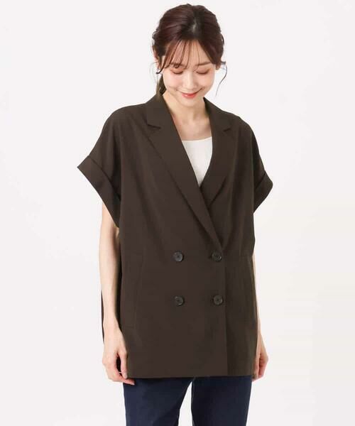 MK MICHEL KLEIN / エムケーミッシェルクラン セットアップ | [洗える]リネンライクストレッチ フレンチスリーブジャケット | 詳細21