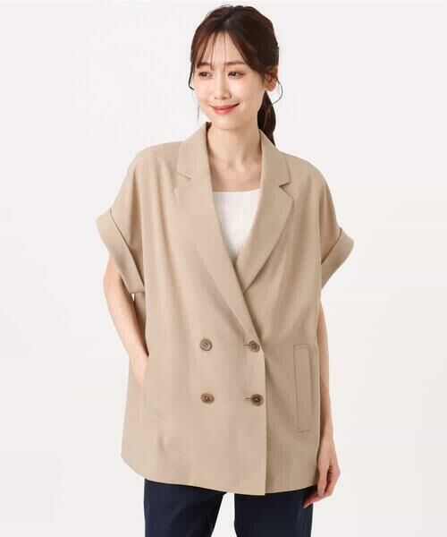 MK MICHEL KLEIN / エムケーミッシェルクラン セットアップ | [洗える]リネンライクストレッチ フレンチスリーブジャケット | 詳細30