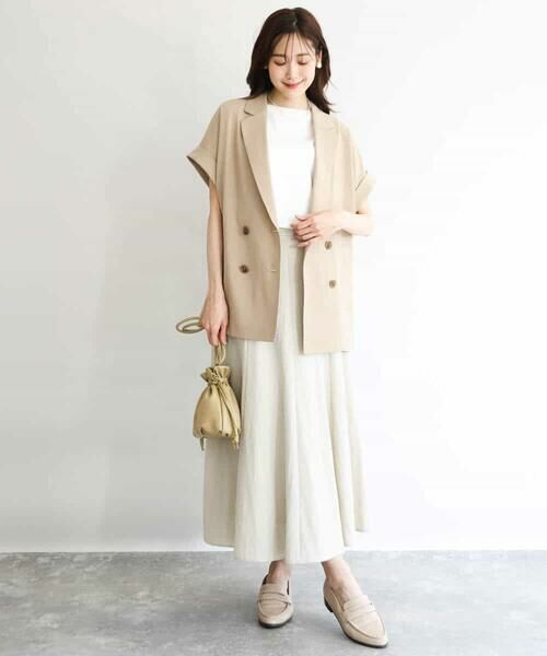 MK MICHEL KLEIN / エムケーミッシェルクラン セットアップ | [洗える]リネンライクストレッチ フレンチスリーブジャケット | 詳細5