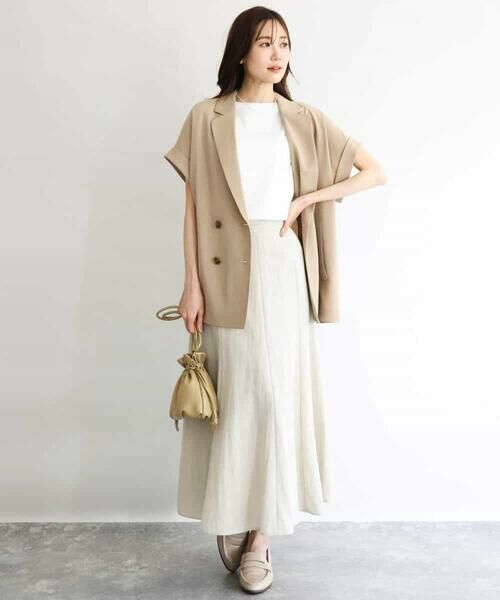 MK MICHEL KLEIN / エムケーミッシェルクラン セットアップ | [洗える]リネンライクストレッチ フレンチスリーブジャケット | 詳細6