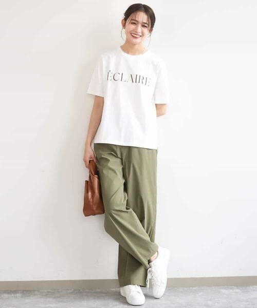 MK MICHEL KLEIN / エムケーミッシェルクラン カットソー | ニュアンス配色コットンロゴTシャツ/洗える | 詳細13