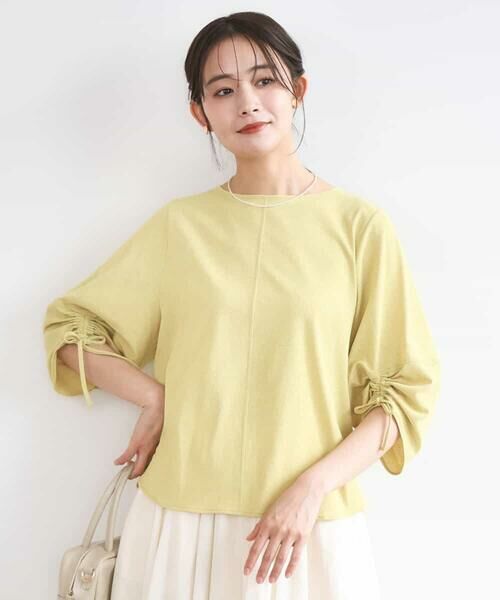 MK MICHEL KLEIN / エムケーミッシェルクラン カットソー | ドロストスリーブデザインカットソー/洗える（イエロー）