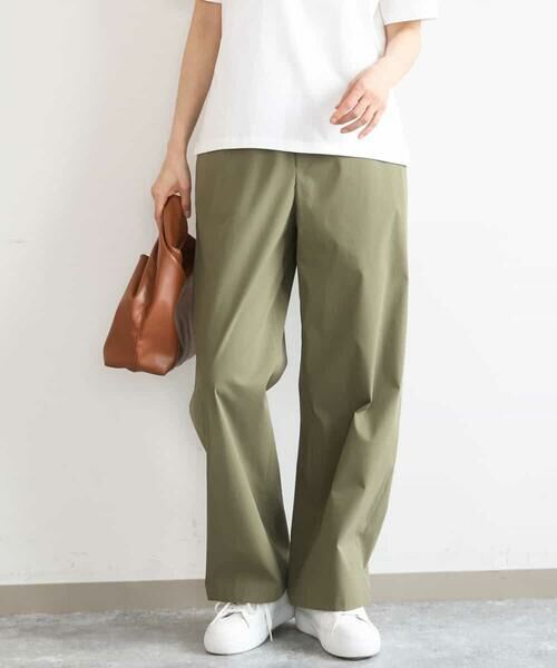 MK MICHEL KLEIN / エムケーミッシェルクラン その他パンツ | コットンライクストレッチワイドパンツ/抗ピリング/洗える（カーキ）