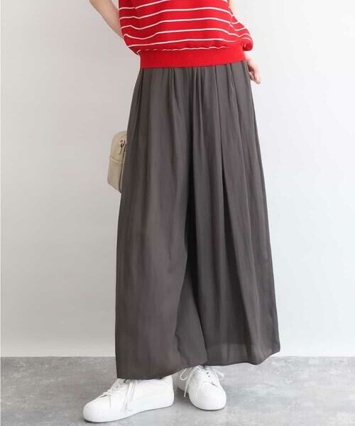 MK MICHEL KLEIN / エムケーミッシェルクラン その他パンツ | [UVカット/接触冷感/洗える]サテンワイドパンツ（ダークグレー）