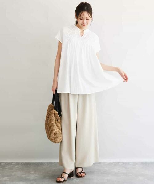 MK MICHEL KLEIN / エムケーミッシェルクラン その他パンツ | [UVカット/防シワ/抗ピリング/洗える]ピンストライプ柄プルオンワイドパンツ | 詳細14