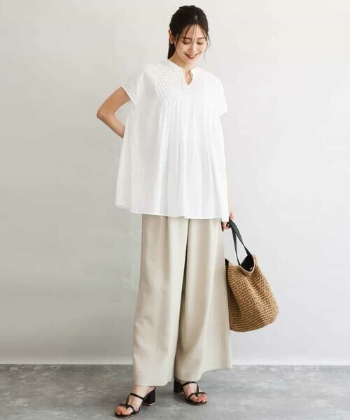 MK MICHEL KLEIN / エムケーミッシェルクラン その他パンツ | [UVカット/防シワ/抗ピリング/洗える]ピンストライプ柄プルオンワイドパンツ | 詳細16