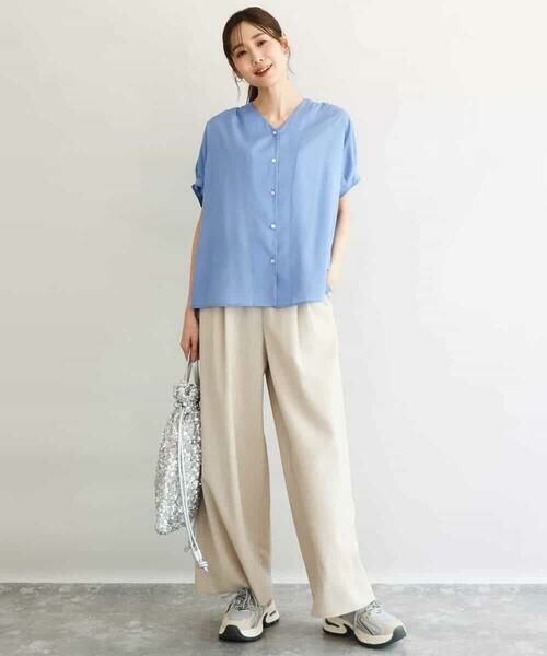 MK MICHEL KLEIN / エムケーミッシェルクラン その他パンツ | [UVカット/防シワ/抗ピリング/洗える]ピンストライプ柄プルオンワイドパンツ | 詳細18