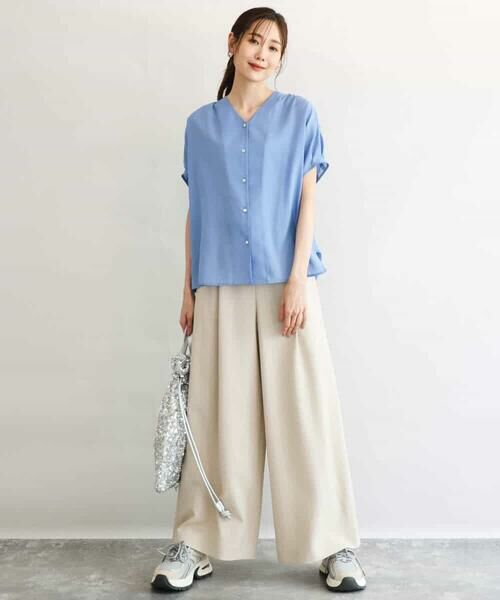 MK MICHEL KLEIN / エムケーミッシェルクラン その他パンツ | [UVカット/防シワ/抗ピリング/洗える]ピンストライプ柄プルオンワイドパンツ | 詳細19