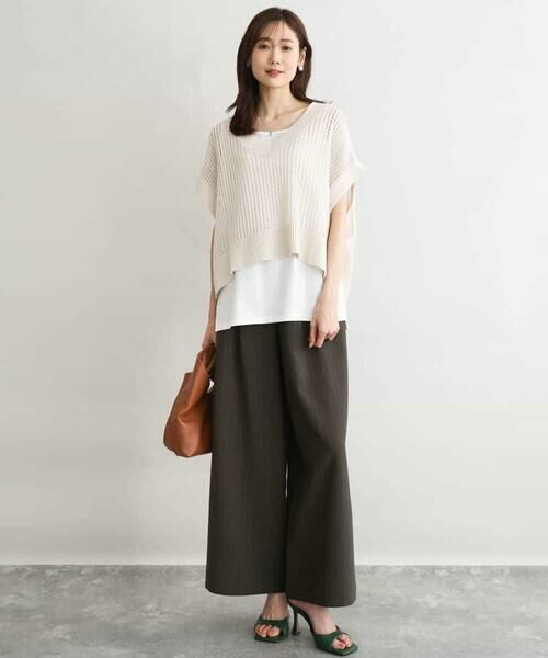 MK MICHEL KLEIN / エムケーミッシェルクラン その他パンツ | [UVカット/防シワ/抗ピリング/洗える]ピンストライプ柄プルオンワイドパンツ | 詳細24