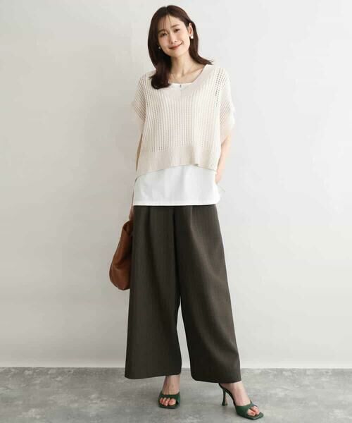 MK MICHEL KLEIN / エムケーミッシェルクラン その他パンツ | [UVカット/防シワ/抗ピリング/洗える]ピンストライプ柄プルオンワイドパンツ | 詳細26