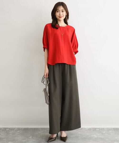 MK MICHEL KLEIN / エムケーミッシェルクラン その他パンツ | [UVカット/防シワ/抗ピリング/洗える]ピンストライプ柄プルオンワイドパンツ | 詳細30