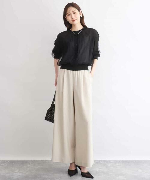 MK MICHEL KLEIN / エムケーミッシェルクラン その他パンツ | [UVカット/防シワ/抗ピリング/洗える]ピンストライプ柄プルオンワイドパンツ | 詳細4