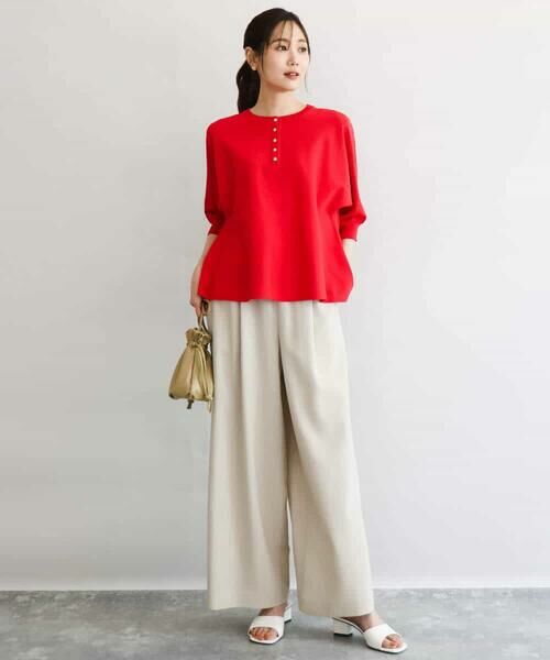 MK MICHEL KLEIN / エムケーミッシェルクラン その他パンツ | [UVカット/防シワ/抗ピリング/洗える]ピンストライプ柄プルオンワイドパンツ | 詳細9