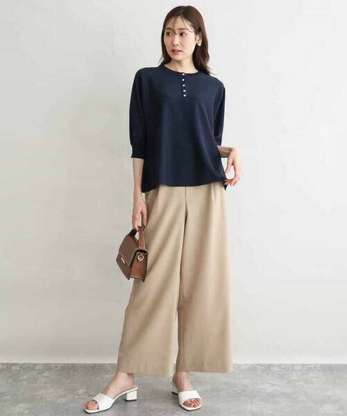 MK MICHEL KLEIN / エムケーミッシェルクラン その他パンツ | [洗える]リネンライクストレッチ ストレートワイドパンツ | 詳細30