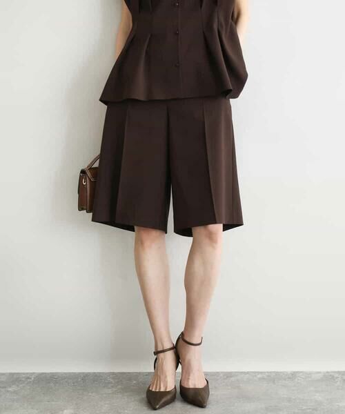 MK MICHEL KLEIN / エムケーミッシェルクラン ショート・ハーフ・半端丈パンツ | [洗える]リネンライクストレッチ ショートパンツ | 詳細1