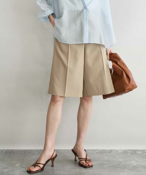 MK MICHEL KLEIN / エムケーミッシェルクラン ショート・ハーフ・半端丈パンツ | [洗える]リネンライクストレッチ ショートパンツ | 詳細11