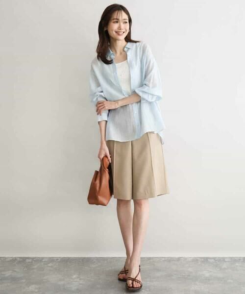 MK MICHEL KLEIN / エムケーミッシェルクラン ショート・ハーフ・半端丈パンツ | [洗える]リネンライクストレッチ ショートパンツ | 詳細12