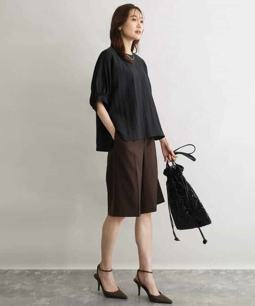 MK MICHEL KLEIN / エムケーミッシェルクラン ショート・ハーフ・半端丈パンツ | [洗える]リネンライクストレッチ ショートパンツ | 詳細7