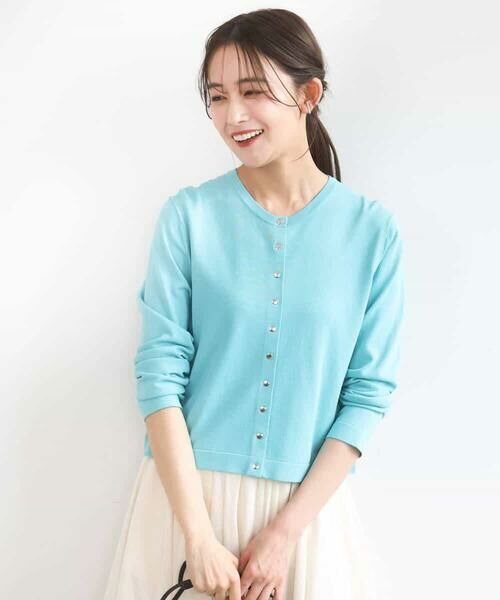 MK MICHEL KLEIN / エムケーミッシェルクラン カーディガン・ボレロ | ドット釦ニットカーディガン/接触冷感/UVカット/洗える | 詳細1