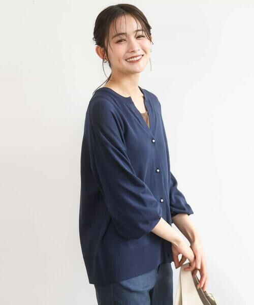 MK MICHEL KLEIN / エムケーミッシェルクラン カーディガン・ボレロ | キーネックカーディガン/接触冷感/UVカット/洗える | 詳細1