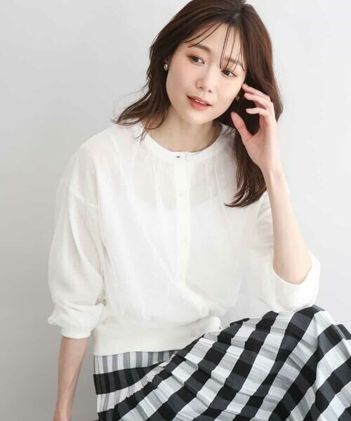 MK MICHEL KLEIN / エムケーミッシェルクラン カーディガン・ボレロ | [洗える]チュールシアーニットカーディガン（ホワイト）