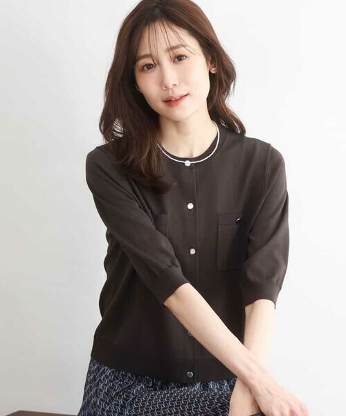 MK MICHEL KLEIN / エムケーミッシェルクラン カーディガン・ボレロ | [UVカット/接触冷感/洗える]コンパクトニットカーディガン（ブラウン）