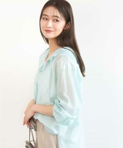 MK MICHEL KLEIN / エムケーミッシェルクラン シャツ・ブラウス | フーディーデザインシアーシャツブラウス/洗える