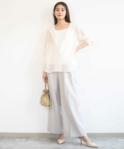 MK MICHEL KLEIN / エムケーミッシェルクラン シャツ・ブラウス | フーディーデザインシアーシャツブラウス/洗える | 詳細2