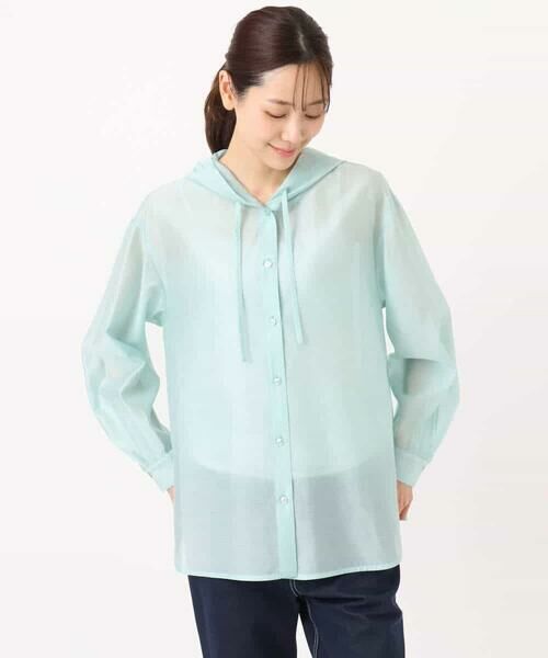 MK MICHEL KLEIN / エムケーミッシェルクラン シャツ・ブラウス | フーディーデザインシアーシャツブラウス/洗える | 詳細21