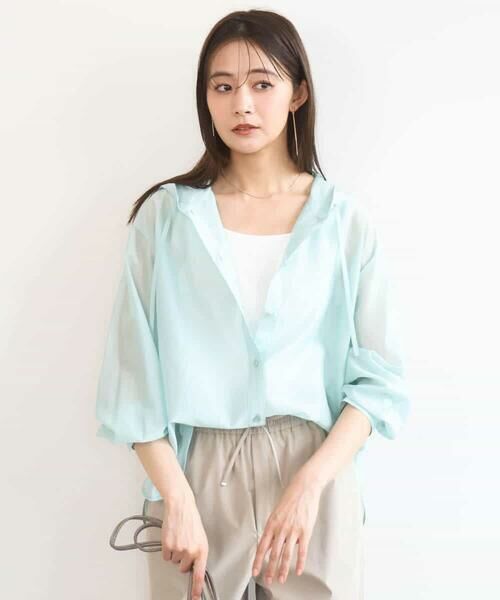 MK MICHEL KLEIN / エムケーミッシェルクラン シャツ・ブラウス | フーディーデザインシアーシャツブラウス/洗える | 詳細5