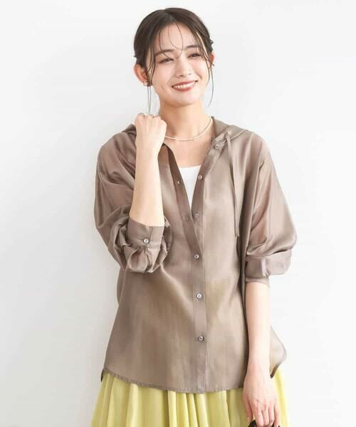 MK MICHEL KLEIN / エムケーミッシェルクラン シャツ・ブラウス | フーディーデザインシアーシャツブラウス/洗える | 詳細9