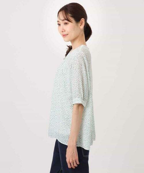 MK MICHEL KLEIN / エムケーミッシェルクラン シャツ・ブラウス | フラワーモチーフプリントブラウス/接触冷感/UVカット/洗える | 詳細5