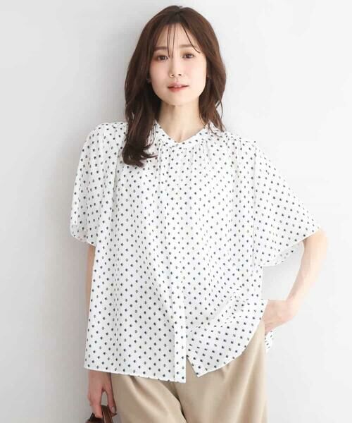 MK MICHEL KLEIN / エムケーミッシェルクラン シャツ・ブラウス | [UVカット/接触冷感/洗える]フレアスリーブ幾何柄ブラウス | 詳細1