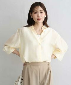 MK MICHEL KLEIN / エムケーミッシェルクラン シャツ・ブラウス | [接触冷感/洗える]ドビーストライプ柄シアーシャツブラウス