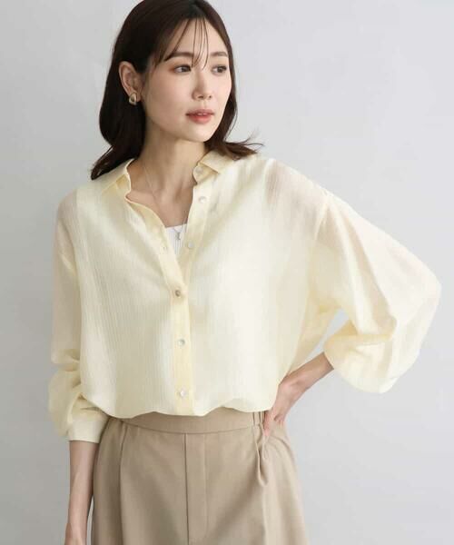 MK MICHEL KLEIN / エムケーミッシェルクラン シャツ・ブラウス | [接触冷感/洗える]ドビーストライプ柄シアーシャツブラウス | 詳細1