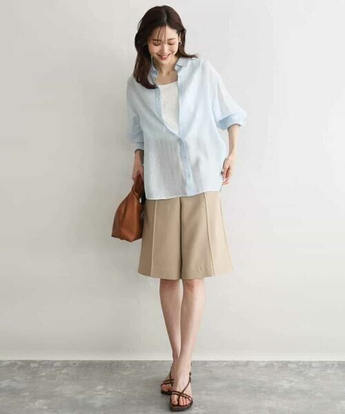 MK MICHEL KLEIN / エムケーミッシェルクラン シャツ・ブラウス | [接触冷感/洗える]ドビーストライプ柄シアーシャツブラウス | 詳細11