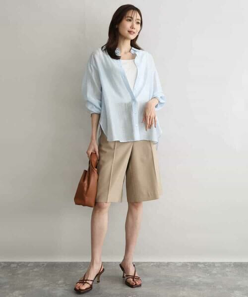 MK MICHEL KLEIN / エムケーミッシェルクラン シャツ・ブラウス | [接触冷感/洗える]ドビーストライプ柄シアーシャツブラウス | 詳細12