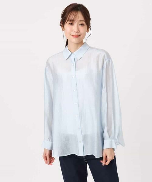 MK MICHEL KLEIN / エムケーミッシェルクラン シャツ・ブラウス | [接触冷感/洗える]ドビーストライプ柄シアーシャツブラウス | 詳細14