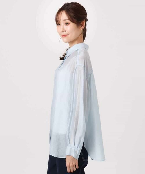 MK MICHEL KLEIN / エムケーミッシェルクラン シャツ・ブラウス | [接触冷感/洗える]ドビーストライプ柄シアーシャツブラウス | 詳細15