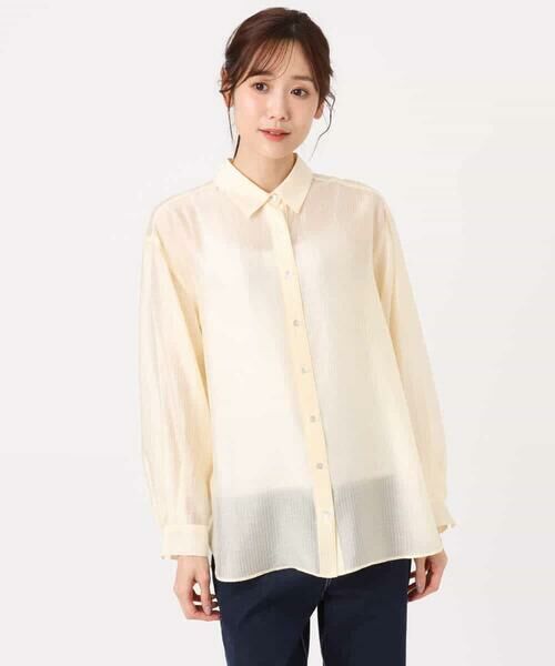 MK MICHEL KLEIN / エムケーミッシェルクラン シャツ・ブラウス | [接触冷感/洗える]ドビーストライプ柄シアーシャツブラウス | 詳細22